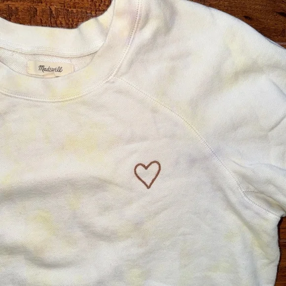 Madewell Heart Embroidered Crewneck Valentine’s Day Sweatshirt in Tie-Dye, M - Picture 5 of 7